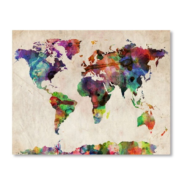 Poster cu harta lumii Americanflat Colour, 60 x 42 cm, multicolor