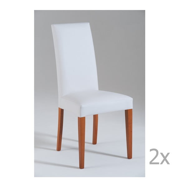Set 2 scaune cu picioare maro, Castagnetti Tempi, alb