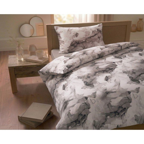 Lenjerie de pat maro din bumbac satinat pentru pat de o persoană 140x200 cm Deluxe Minerals – My House-image-1