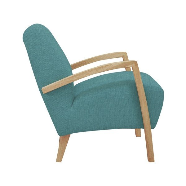 Fotoliu din lemn culoare naturală Windsor & Co Sofas Luna, turcoaz-image-1