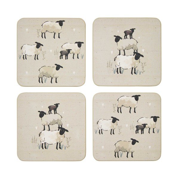 Coasters taupe 4 buc. din plută Highland Sheep – Cooksmart ®