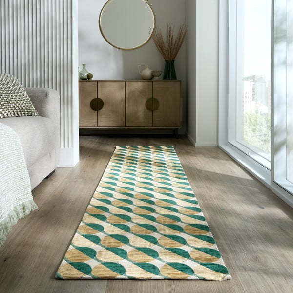 Covor tip traversă galben/verde 60x230 cm Carlos Circle Geo – Flair Rugs-image-1
