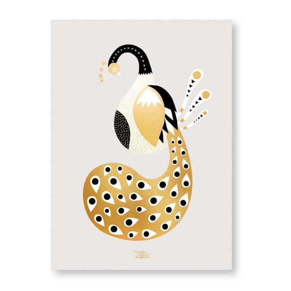 Poster Michelle Carlslund Gold Peacock, 30 x 40 cm