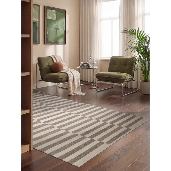 Covor alb/gri reversibil/țesut manual din lână 160x230 cm Vika – Hanse Home-image-1