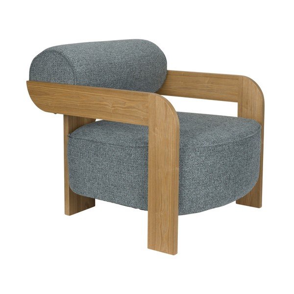 Fotoliu albastru prăfuit cu tapițerie din țesătură bouclé Oolong – Zuiver