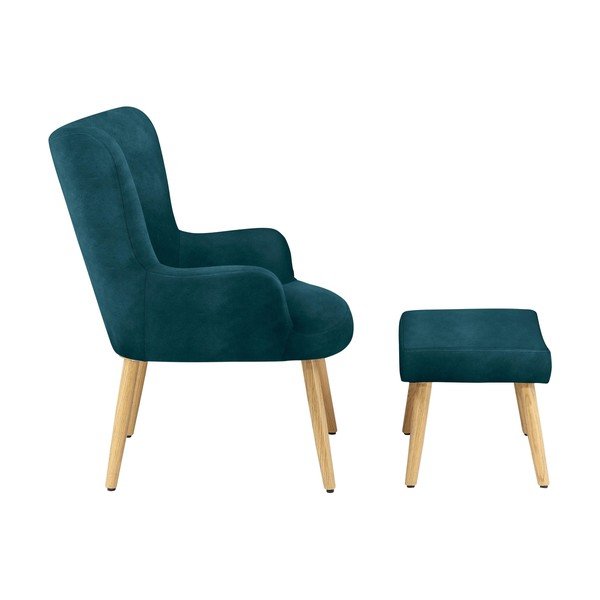 Fotoliu verde/albastru cu tapițerie din catifea Coco - Støraa-image-1