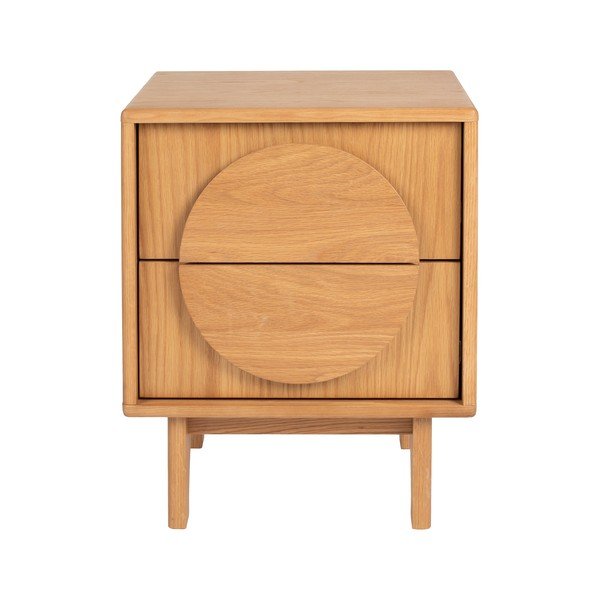 Noptieră în culoare naturală cu aspect de lemn de stejar Groove – Zuiver