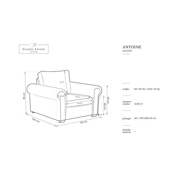 Fotoliu Windsor & Co Sofas Antoine, gri deschis-image-1