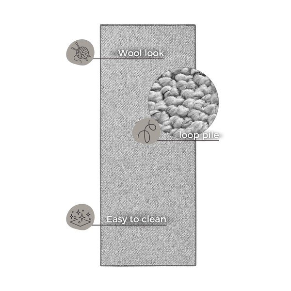 Covor tip traversă gri 80x200 cm Wolly – BT Carpet-image-4