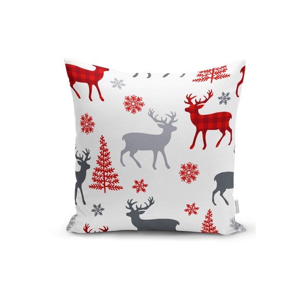 Set 4 fețe de pernă și un napron de masă cu model de Crăciun Minimalist Cushion Covers Red Snowflake-image-1