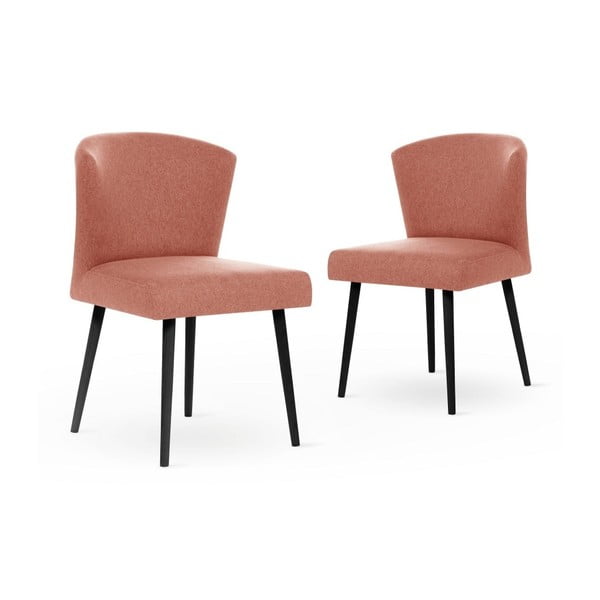 Set 2 scaune cu picioare negre My Pop Design Richter, roz piersică