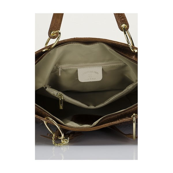 Poșetă din piele cu franjuri Massimo Castelli Crocco Suede, maro-image-3