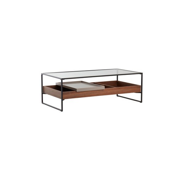 Măsuță de cafea în culoare naturală închisă cu blat din sticlă 60x120 cm Sveg – Jotex-image-3