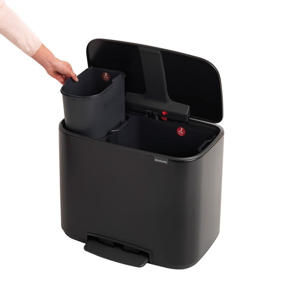 Coș de gunoi negru mat de reciclat/cu pedală din oțel 34 l Bo – Brabantia-image-3