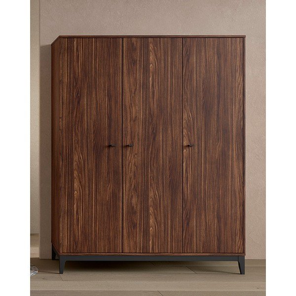 Șifonier în culoare naturală închisă cu aspect de lemn de nuc 148x190x55 cm Ilyas – Vipack-image-1