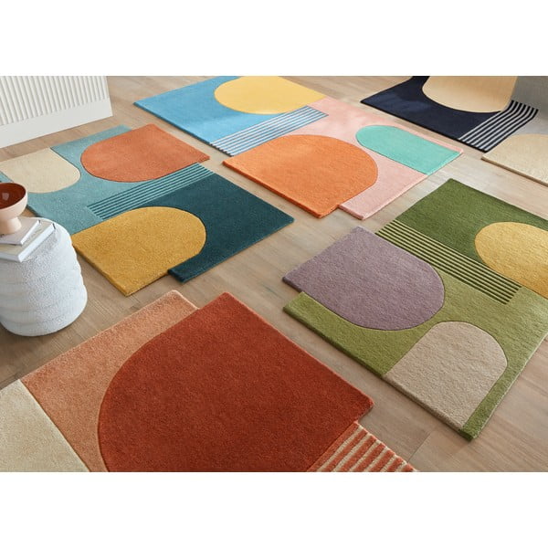 Covor verde țesut manual din lână 150x240 cm Lozenge – Flair Rugs-image-2