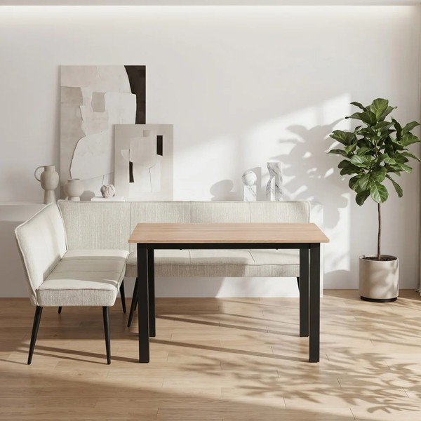 Bancă crem din metal/capitonată Watford – Støraa-image-1