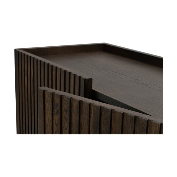 Comodă maro închis joasă din lemn masiv de stejar 160x75 cm Halifax - Rowico-image-1