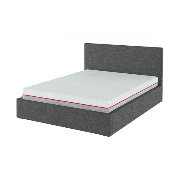 Pat matrimonial gri antracit tapițat cu spațiu de depozitare cu somieră 180x200 cm Bufo – MESONICA-image-3