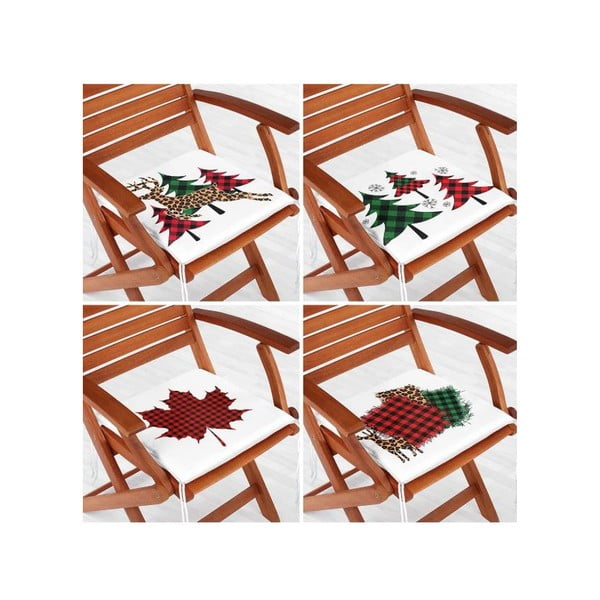 Perne de scaun 4 buc. 40x40 cm  cu model de Crăciun Tartan – Mila Home-image-1