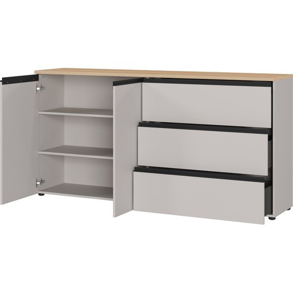 Comodă grej/în culoare naturală deschisă 180x91x41 cm Cormano – Germania-image-3