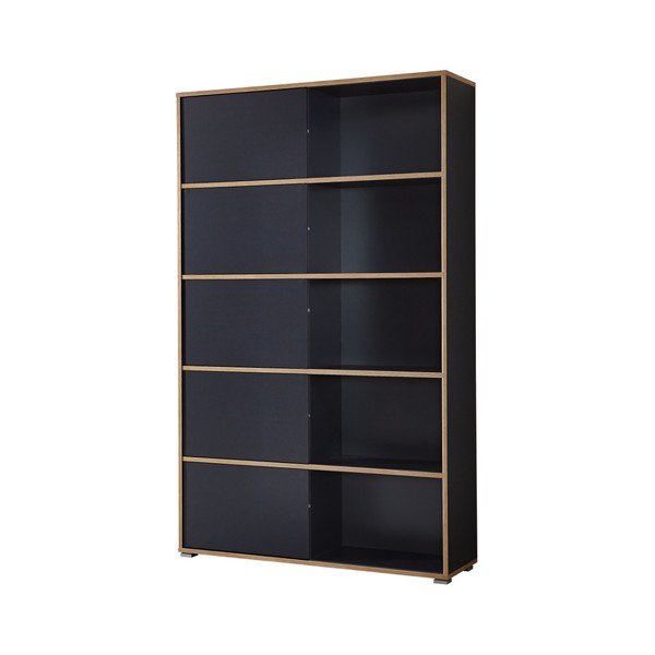 Bibliotecă neagră/aspect de lemn de stejar 120x196 cm Slide - Germania-image-2