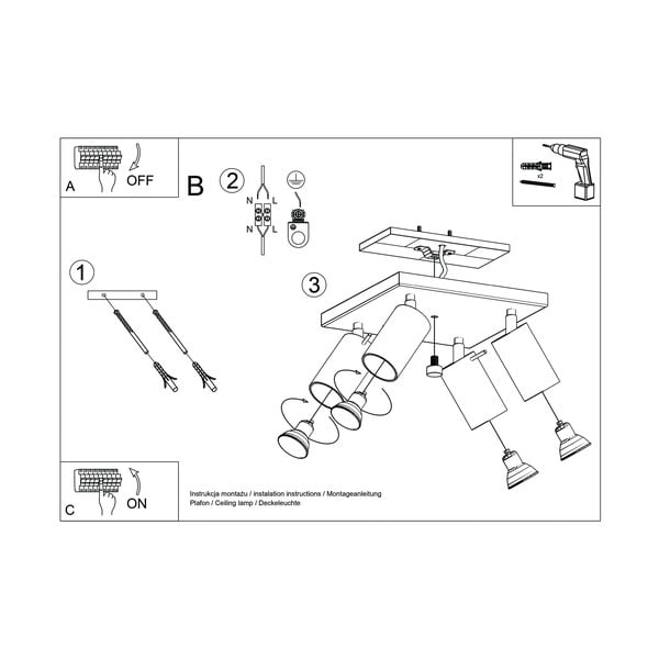 Plafonieră Sollux Etna Quatre, gri-image-4