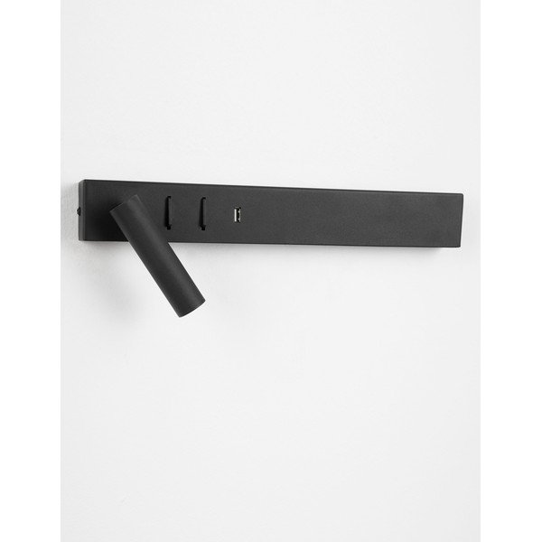 Aplică de perete negru-mat LED cu structură flexibilă/cu port USB din metal Vida – Nova Luce-image-3