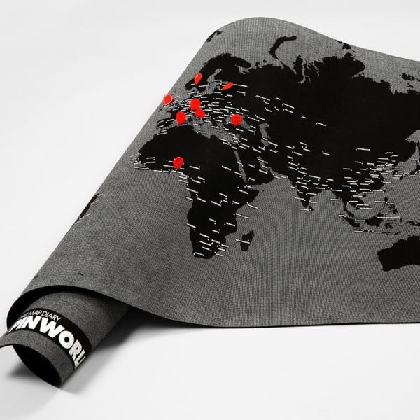 Mini hartă a lumii de perete Palomar Pin World, 77 x 48 cm, negru-image-1