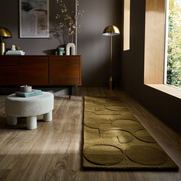 Covor tip traversă verde închis țesut manual din lână 60x230 cm Gigi – Flair Rugs-image-1
