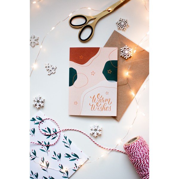 Felicitare cu plic din hârtie reciclată pentru Crăciun Printintin Warm Wishes, format A6-image-1