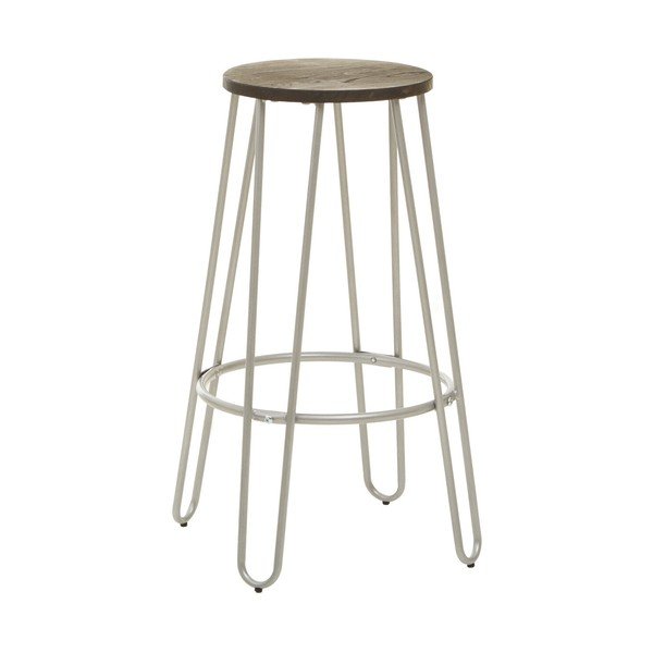 Scaun de bar argintiu/în culoare naturală din lemn de ulm (înălțime șezut 75 cm) District – Premier Housewares