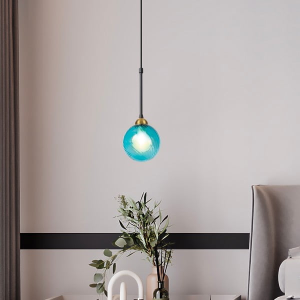 Lustră albastră cu abajur din sticlă ø 12 cm Twister – Squid Lighting-image-2