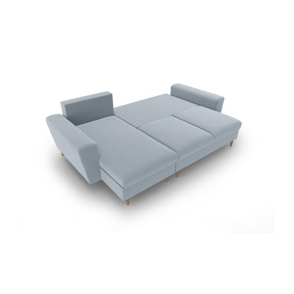 Colțar albastru deschis extensibil, cu spațiu de depozitare cu tapițerie din catifea Kyoto – Cosmopolitan Design-image-2