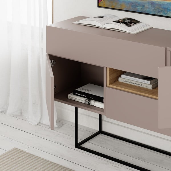 Comodă gri/bej joasă 145x82 cm Titan – Marckeric-image-1