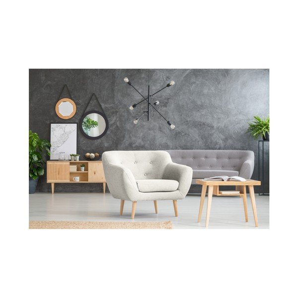 Fotoliu cu picioare de culoare deschisă Mazzini Sofas Sicile, crem-image-4