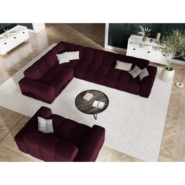 Canapea burgundy cu tapițerie din catifea 156 cm Kendal – Micadoni Home-image-1