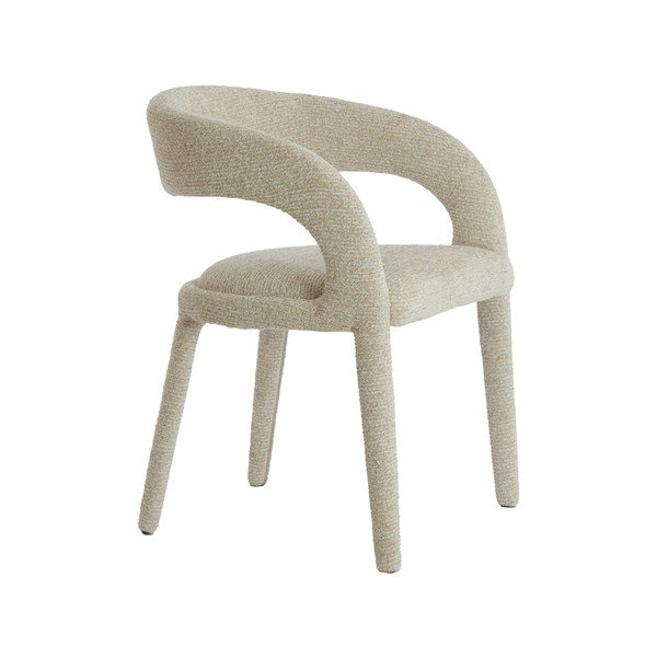 Scaun de dining bej cu cotiere tapițat Kyran – Light & Living