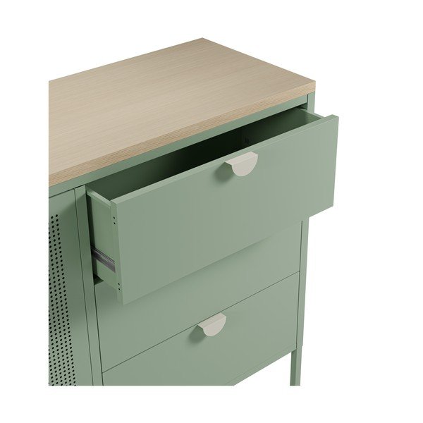 Comodă verde-mentă/în culoare naturală din metal 140x90x40 cm Sayla – Marckeric-image-3