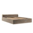 Pat matrimonial maro deschis tapițat cu spațiu de depozitare cu somieră 180x200 cm Solvo – Maison de Rêve