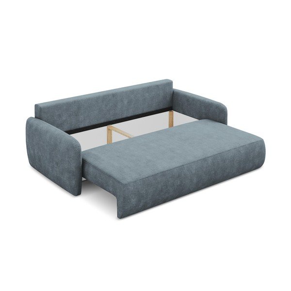 Canapea albastru prăfuit extensibilă/cu spațiu de depozitare cu tapițerie din chenille 218 cm Lilo – Makamii-image-3