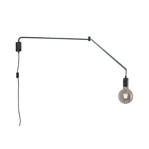 Aplică de perete negru-mat cu structură flexibilă cu alimentare la priză Line – Trio