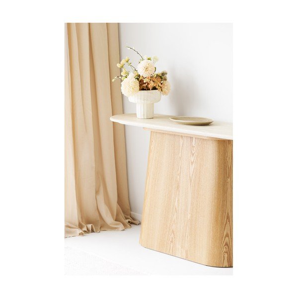 Masă consolă crem/în culoare naturală cu blat din piatră 40x130 cm Larvik – House Nordic-image-4