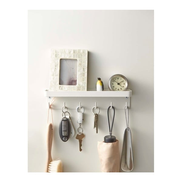 Cuier pentru chei cu raft YAMAZAKI Smart, alb-image-4