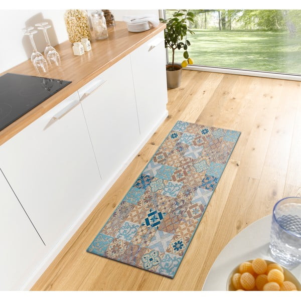 Covor albastru de tip traversă 75x150 cm Cappuccino Mosaik – Hanse Home-image-1