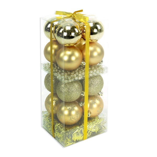 Set 16 decorațiuni de Crăciun și ghirlandă Unimasa Brightness, auriu