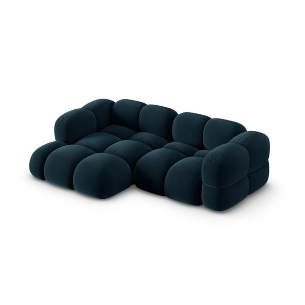 Colțar albastru închis cu tapițerie din catifea (cu colț pe partea stângă/cu șezlong) Loretto – Cosmopolitan Design-image-3