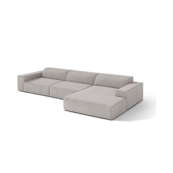 Colțar modular gri deschis (cu colț pe partea dreaptă/cu șezlong) Jodie – Micadoni 