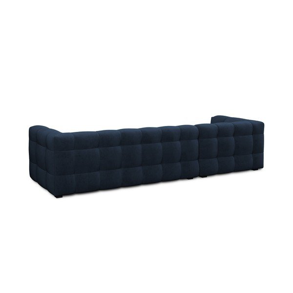 Colțar cu tapițerie din catifea și șezlong pe partea stângă Windsor & Co Sofas Vesta, albastru-image-4