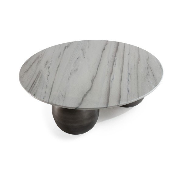 Măsuță de cafea albă/neagră rotundă cu blat din marmură ø 120 cm Tanya – MOME-image-3